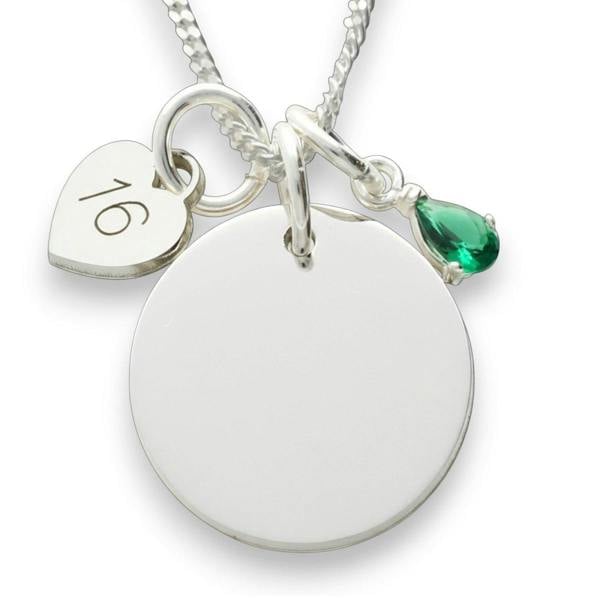 Sterling Silver Personalised Birthday Necklace With Teardrop Birthstone Charm - Love Silver Jewellery