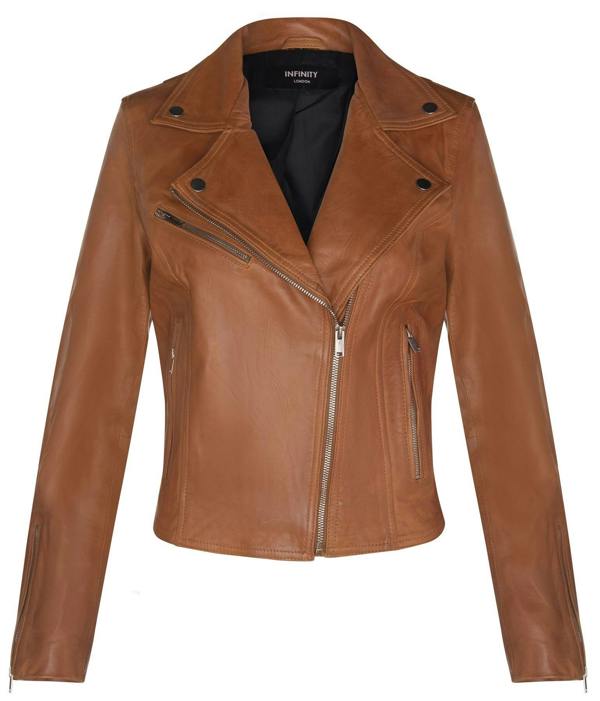 Womens Classic Leather Brando Biker Jacket-Loughton - Upperclass Fashions 