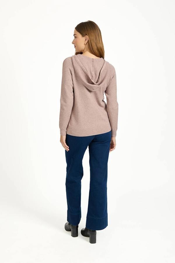 Mudflower Cable-Knit Zip Hooded Cardigan