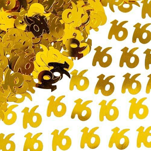 16th Birthday Gold Metallic Confetti Table Decoration Set, Foil Finish in 1, 2 or 4 Pack Options image 3