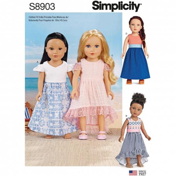 Simplicity Sewing Pattern 8903, Doll Clothes One Size - Intermediate