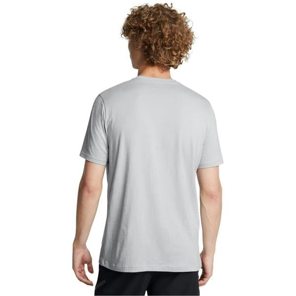 Under Armour Mens Sliced Chest Logo Regular T-Shirt - Light Grey - 