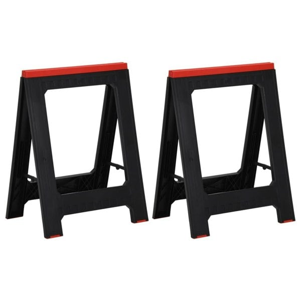 Berkfield Foldable Work Trestles 2 pcs Black and Red Polypropylene 350 kg