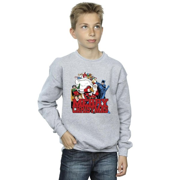 DC Comics Boys Batman Merry Christmas Comic Sweatshirt - Sports Grey