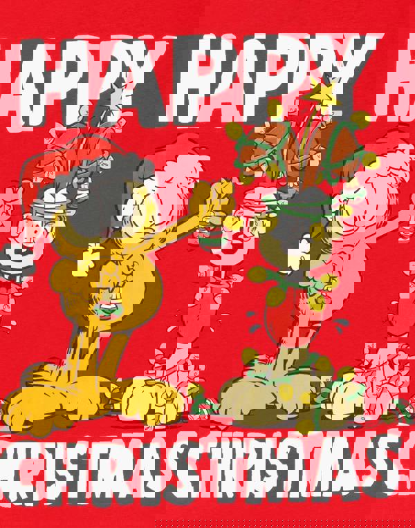 Garfield Mens Red Garfield, Odie Short Sleeved T-Shirt