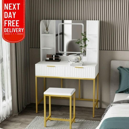 Kosy Koala Dressing Table with LED Mirror Makeup Desk Vanity Table Stool Set