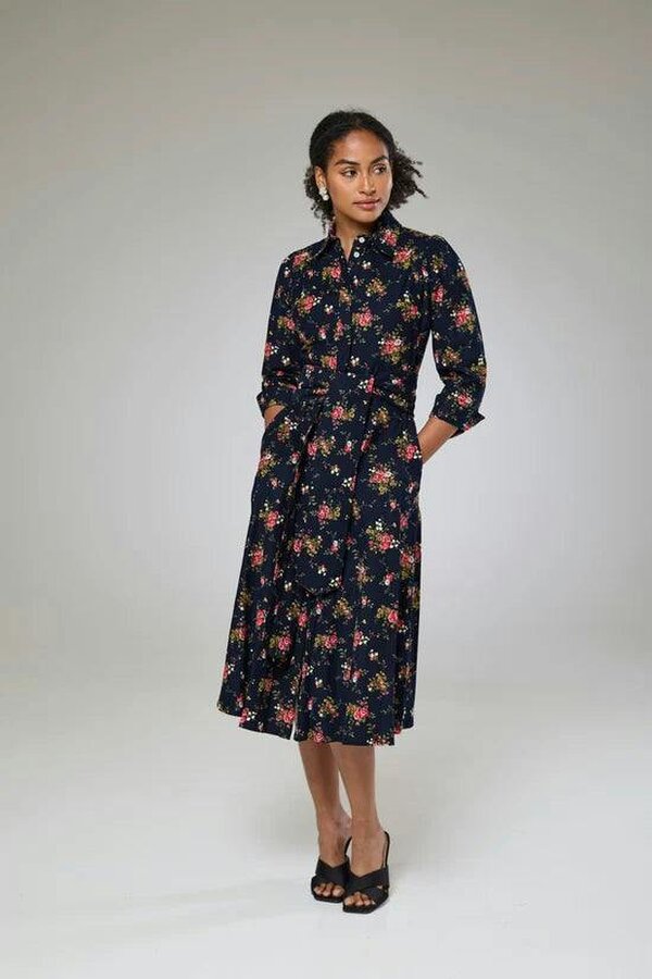 Lioness by TF Navy Flora Cord Long Sleeve Dress