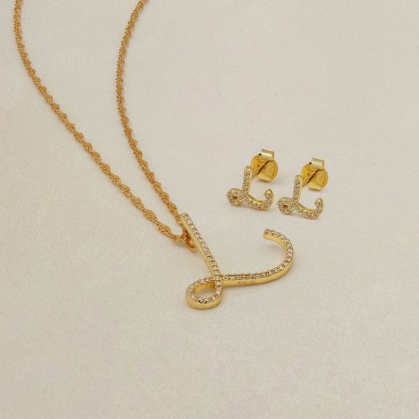 Say It With Luxe Initial Gift Set - Yellow Gold
