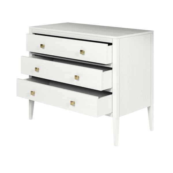 Wyld Haus Paris White Wood Grain 3 Drawer Chest