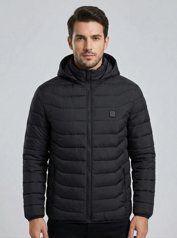 Anniou Men's Duck Down Heated Puffer Jacket - Black