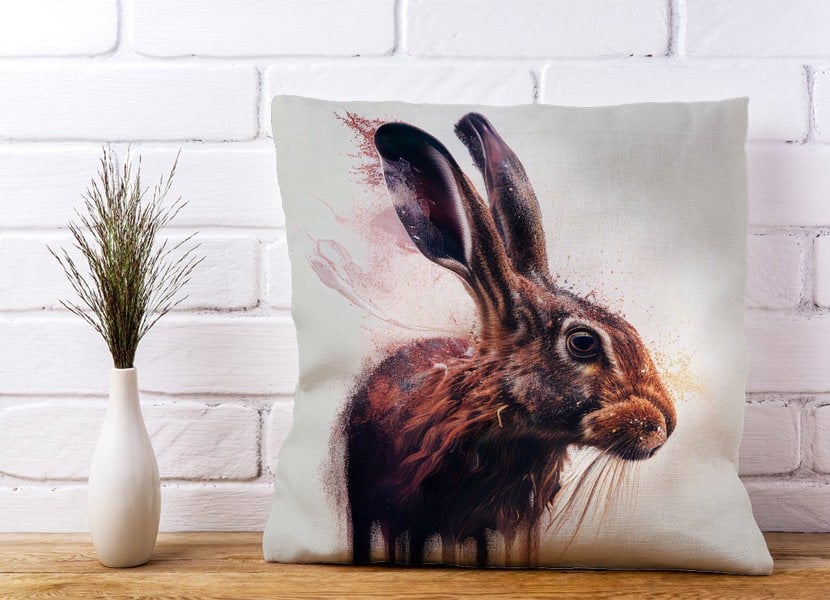 Warren Reed Hare Face Splashart Cushions