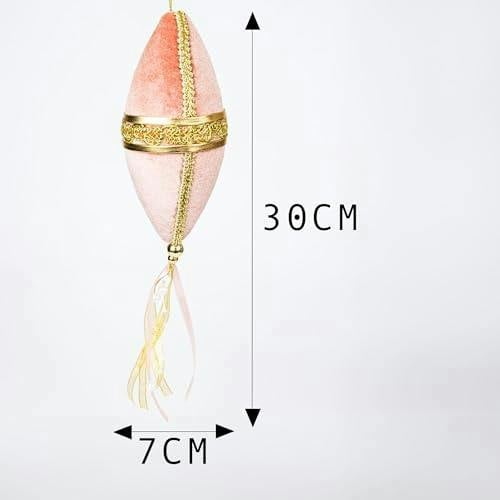 7x30cm Light Pink Oval Drop Christmas Bauble Hanging Decorations, Pack of 3 image 3