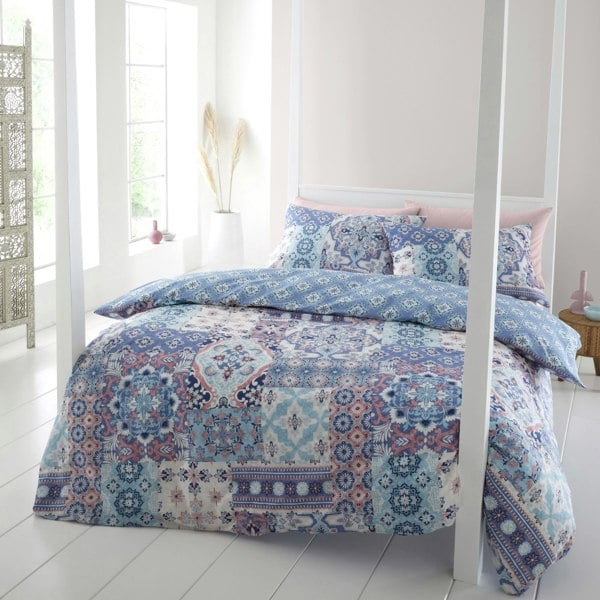 Catherine Lansfield Boho Patchwork Reversible Duvet Cover Set