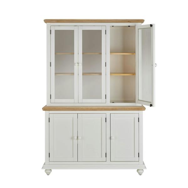 Statement Furniture Shire Glass Door White Display Cabinet Dresser with Shelves