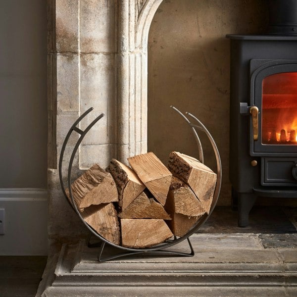 Ivyline Pewter Round Log Holder