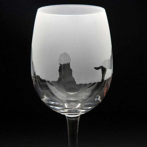 Glyptic Glass Art Cockapoo Dog Crystal Wine Glass - Hand Etched/Engraved Gift