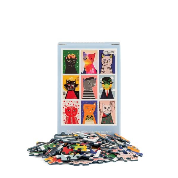 Happily Puzzles Art Cats - 99 Piece Mini Jigsaw Puzzle