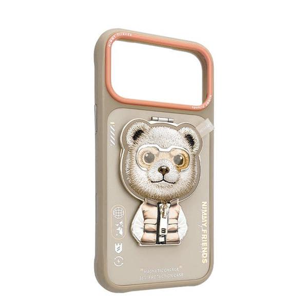 Nimmy Friends Nimmy Cool & Cute 2.0 Bear Case with MagSafe Stand for iPhone 17 Pro 6.3" Brown Orange - N-YJKM-CXZJZH-IP17-PRO-011-B