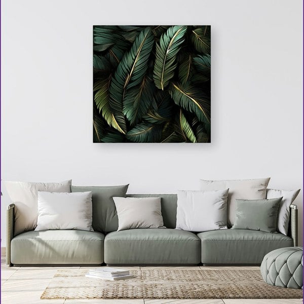 Warren Reed Green and Gold Leaves Canvas