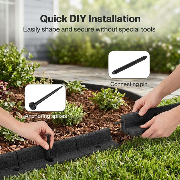 Lambu Garden Edging Border 5 Pack Bendable Lawn Landscape Edging Paths Grey