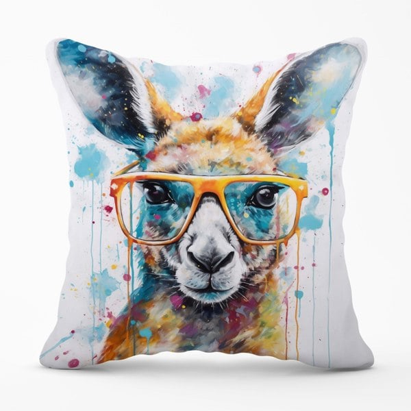 Warren Reed Splashart Kangaroo In Glasses Cushions