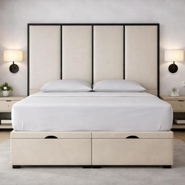 Great British Beds Emma Headboard with Contrast Border Divan Ottoman Bed