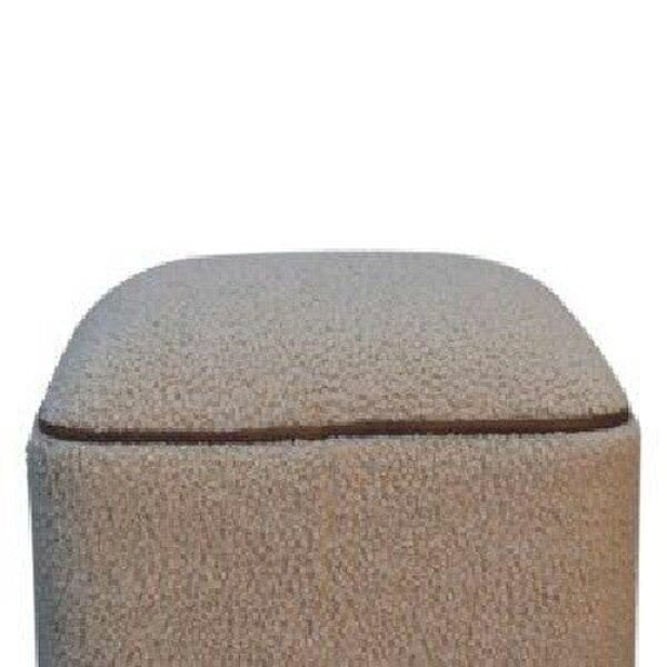 Wyld Haus Wailea Grey Boucle and Mango Wood Footstool with Ball Feet