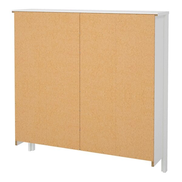 Wyld Haus Wildberry Matt White Wooden Shoe Cabinet 4 Flip Down Doors Leather Handles