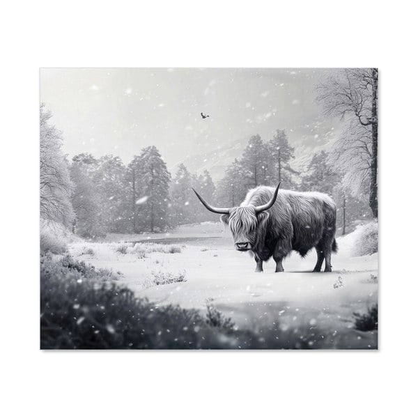 Warren Reed - Designer Snow Storm Highland Cow Kitchen Splashback