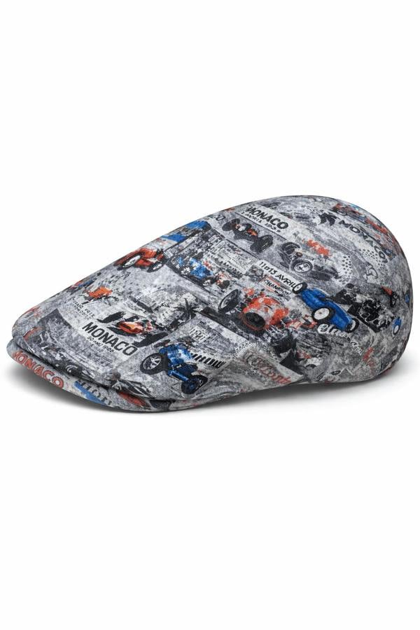 Monaco Grey Printed Flat Cap - Claudio Lugli Shirts