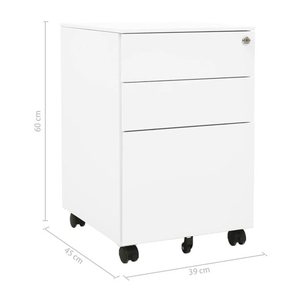 Berkfield Mobile File Cabinet White 39x45x60 cm Steel