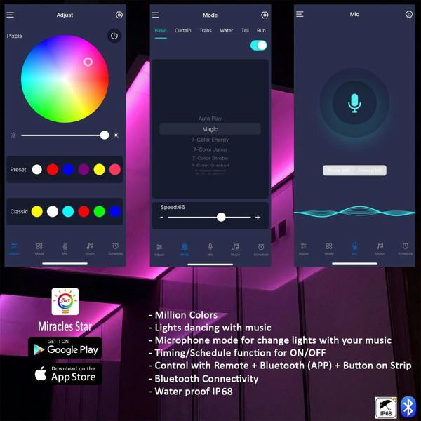 RGB+W LED Strip Rope Lights, 10m and 20m, USB or Battery Powered with Remote and App Control image 3