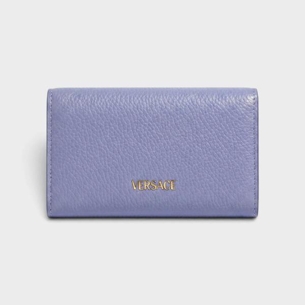 Versace Medusa Head Business Card Holder Leather Purple