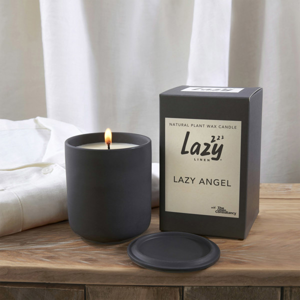 Lazy Linen Lazy Angel Ceramic Candle Pot With Lid - Black