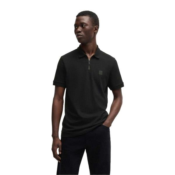 Boss Mens Cotton Pique Polo Shirt - Black - 