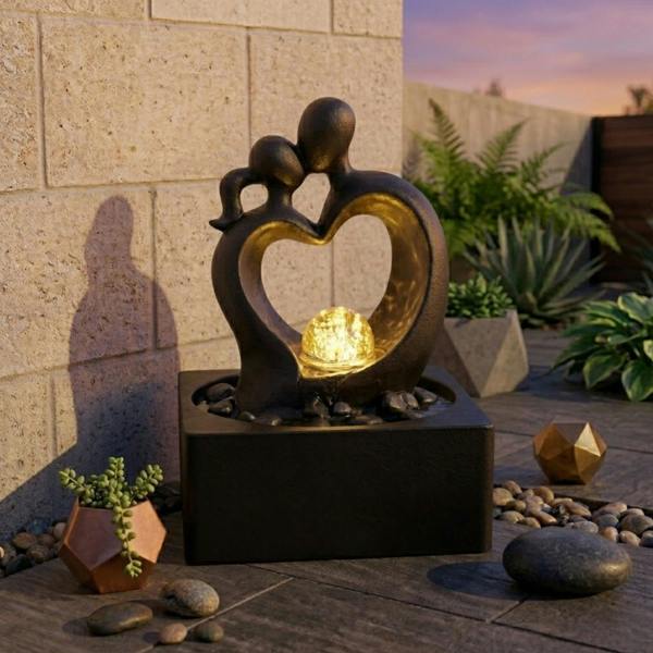Garden Greatness Kissing Figures LED Water Feature