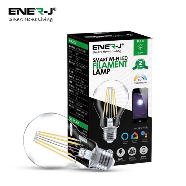ENER-J ENERJ Smart WiFi Filament Bulbs 6.5W E27 LED, CCT Colour Changing, Dimmable, App & Voice Control | Single pack