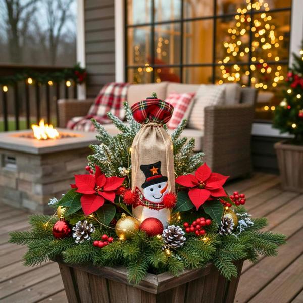 15 x 35 cm Christmas Wine Bottle Cover Bag with Drawstring Santa Design for Festive Table Decoration image 9