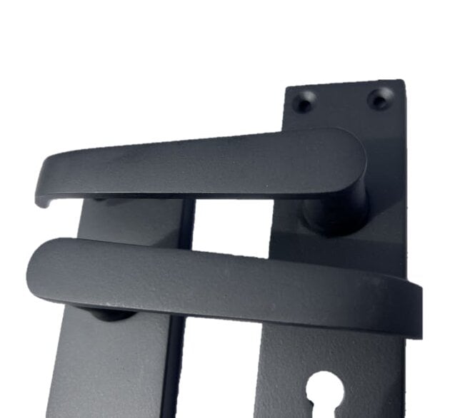 EDH Door Hardware Matt Black Door Handles Victorian Straight Lock Handles and Sash Lock