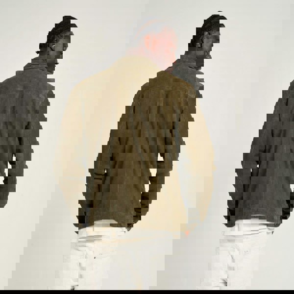 Barneys Originals Men's Khaki Goat Suede Trucker Jacket