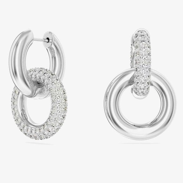 Swarovski Dextera White Interlocking Loop Rhodium Plated Earrings 5671807