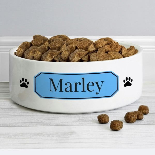 Personalised Memento Company Personalised Blue Plaque 15cm Medium Pet Bowl