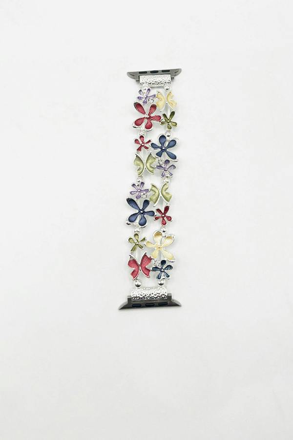 SVNX Apple Watch Strap with Flowers in Silver