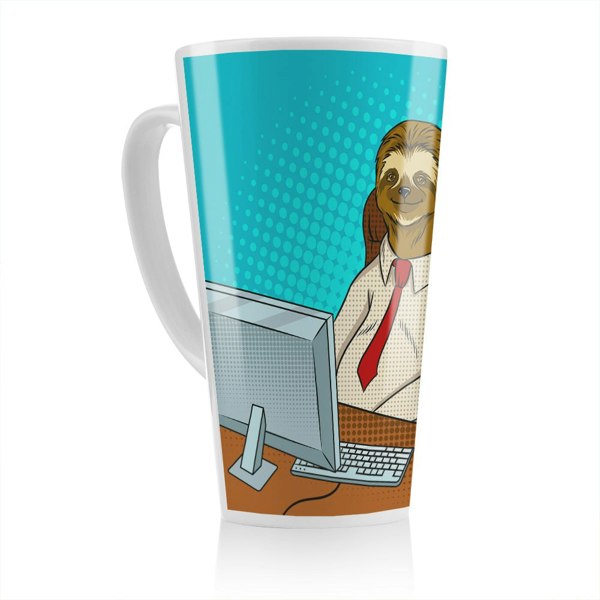 Benjamin Tate Design Sloth animal office worker pop art retro Designer Latte Mug