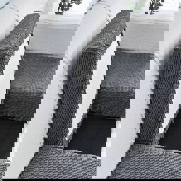 Anyseat Sofa Cover Dark Gray Polyester Thick Stretchable Cushion For Living Room 1Pc Enlarge Size 130-160cm