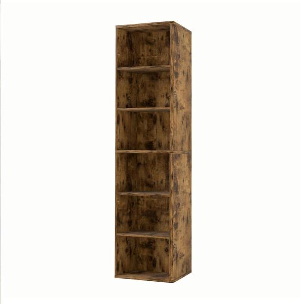 Levede Slim Bookcase Tall Bookshelf 6 Tier Adjustable Shelf Living Room Walnut