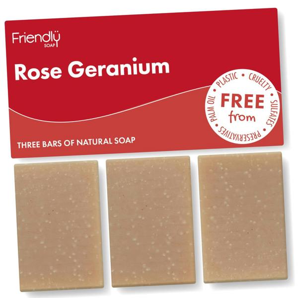 Friendly Soap 3 Pack - Natural Soap - Rose Geranium