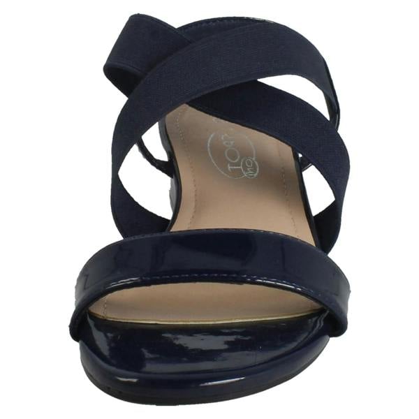 Spot On Ladies Spot On Slip On Cross Strap Low Heel Smart Sandals F12082
