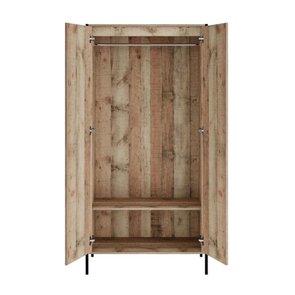 Wyld Haus Lucan Distressed Oak Effect Wooden 2 Door Wardrobe