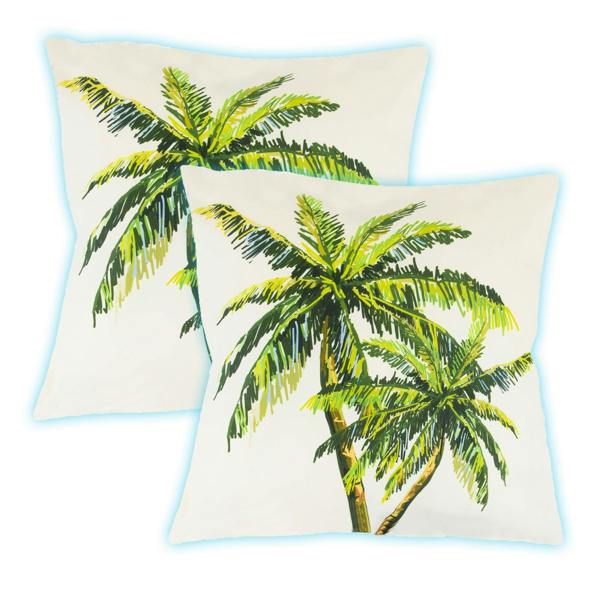 Gardenwize Pair of Outdoor Scatter Cushions – Light-Up Palm Design